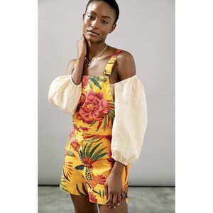 Anthropologie Farm Rio Sabrina Short Overalls Size Small Romper Jumpsuit Toucan